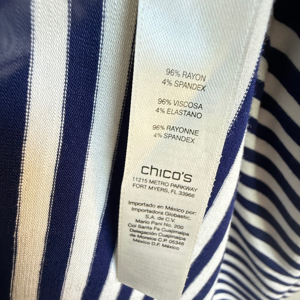 Chico's Maxi Dress Striped Sleeveless Casual Summer Beach Blue White Size 1 - Picture 8 of 8